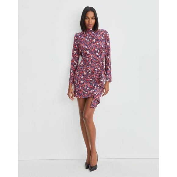 VERONICA BEARD Louella Floral-Print Stretch-Silk Mini Dress Size 16 NWT - Picture 4 of 4